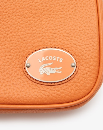 Women's Metal Plate Grained Leather Shoulder Bag