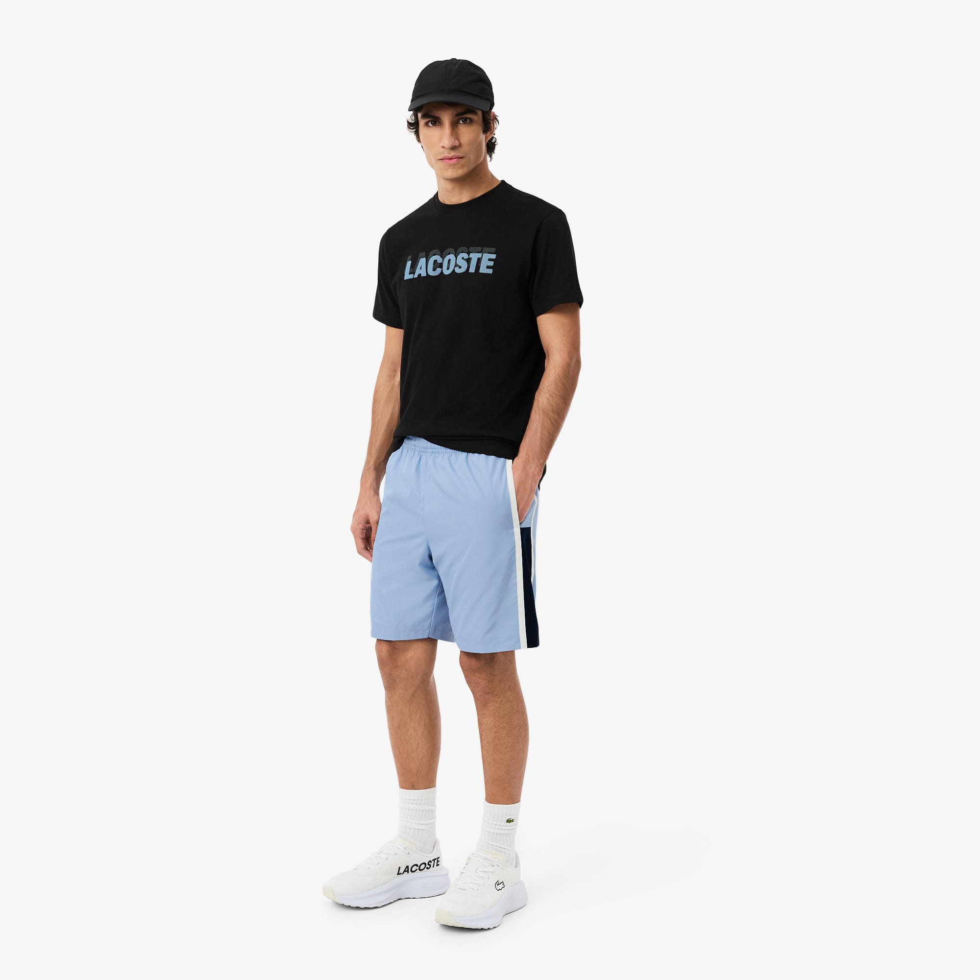 Lacoste Men's Lightweight Colorblock Stripe Tennis Shorts