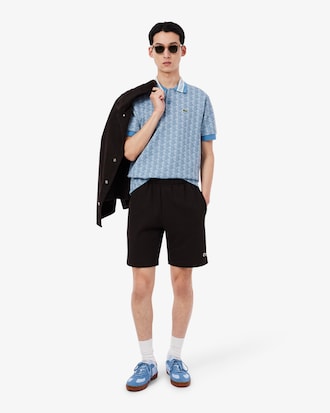 Polo motif monogramme classic fit &agrave; col contrast&eacute;