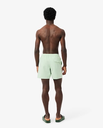 Men's Mid Length Striped Textured Swim Trunks