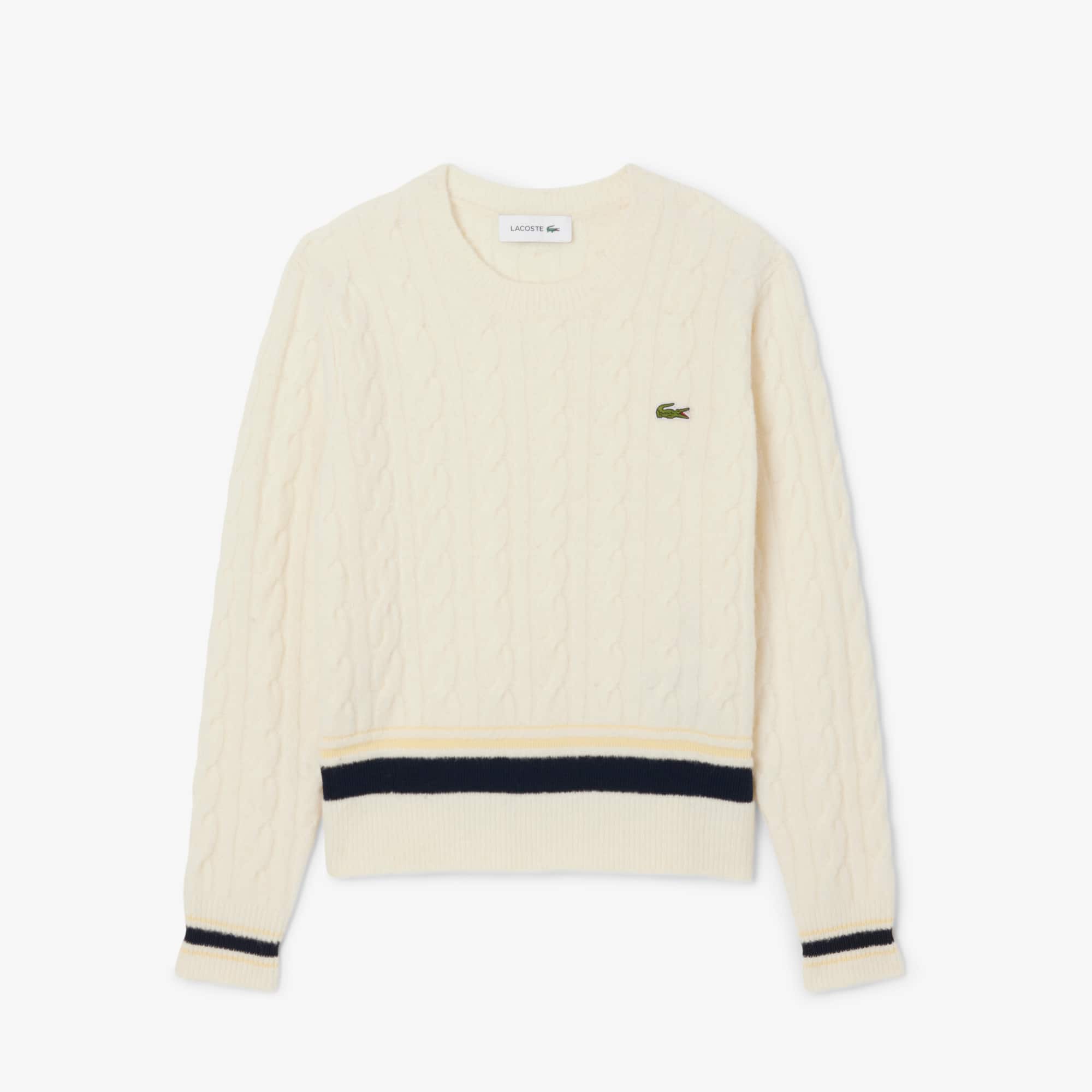 Lacoste Women's Cable Knit Wool Sweater - 40 In Neutral