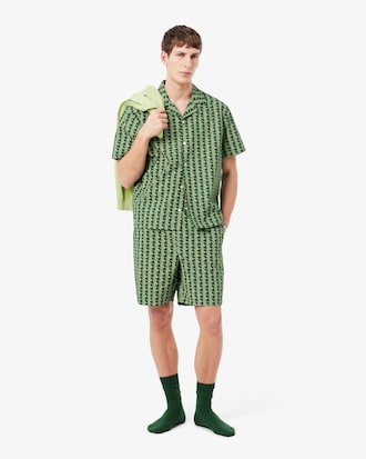 Shorts De Pijama De Popelina Con Estampado Monograma