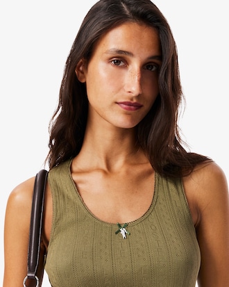 Women's Slim Fit Pointelle Knit Cotton Tank Top