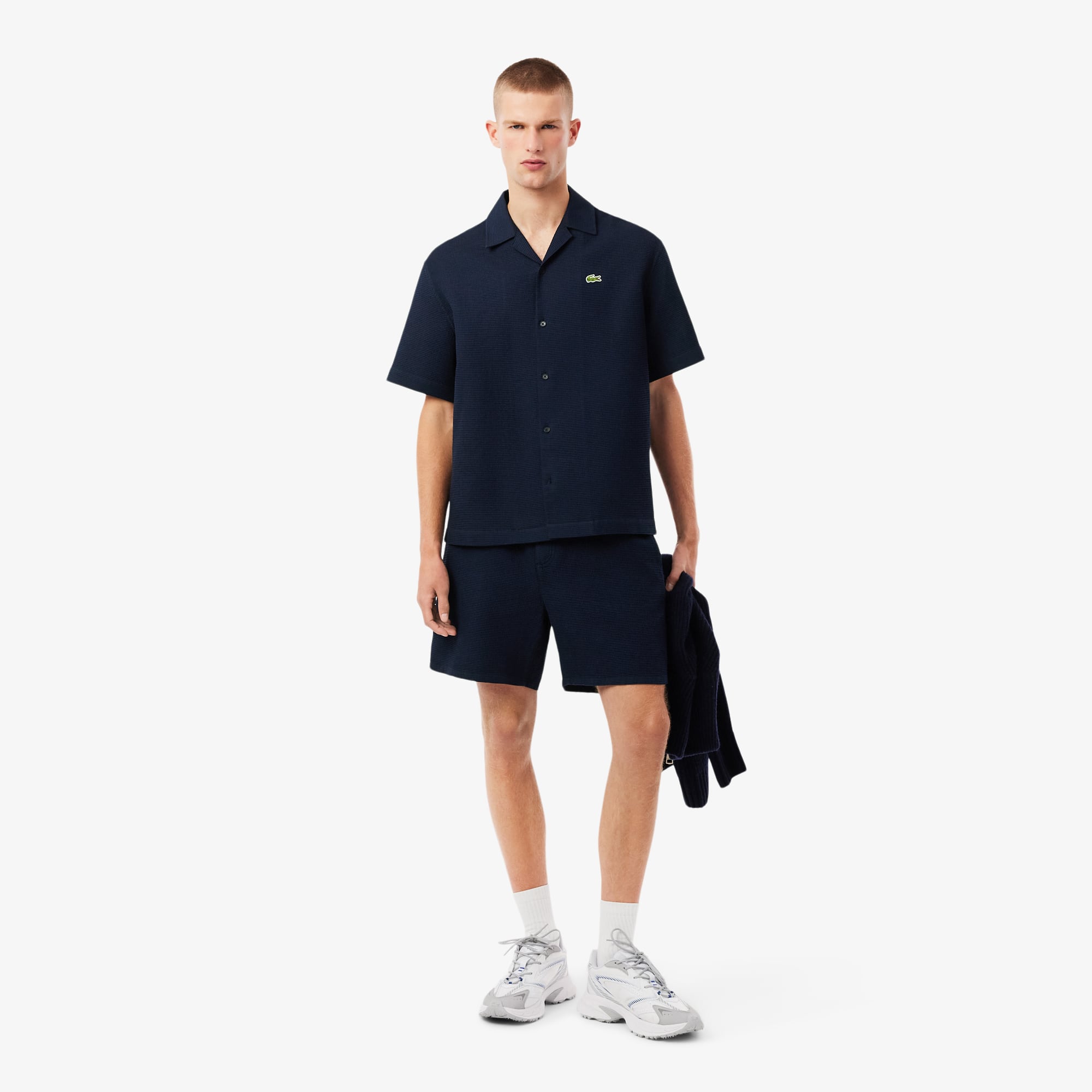 Lacoste Men's Lightweight Textured Shorts - Xxl - 7 In Blue
