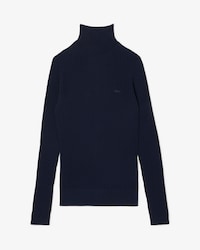 Women's High-Neck Ribbed Knit Merino Wool Sweater