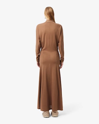 Runway Polo Collar Silk Maxi Dress