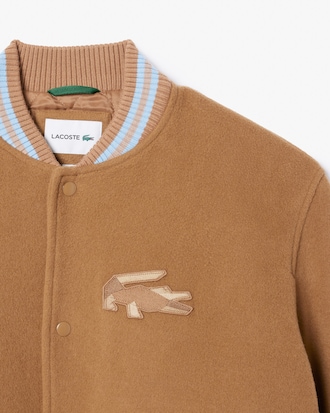 Men's Wool Crocodile Badge Bomber Jacket