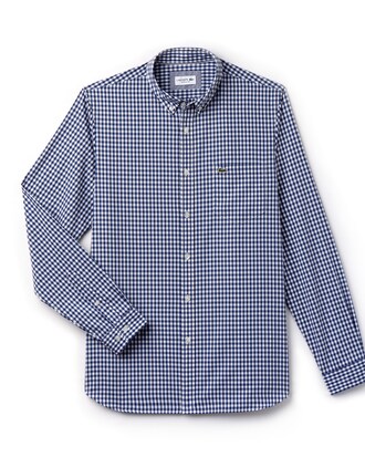 Camisa regular fit con mini-estampado de cuadros en algodón  para hombre