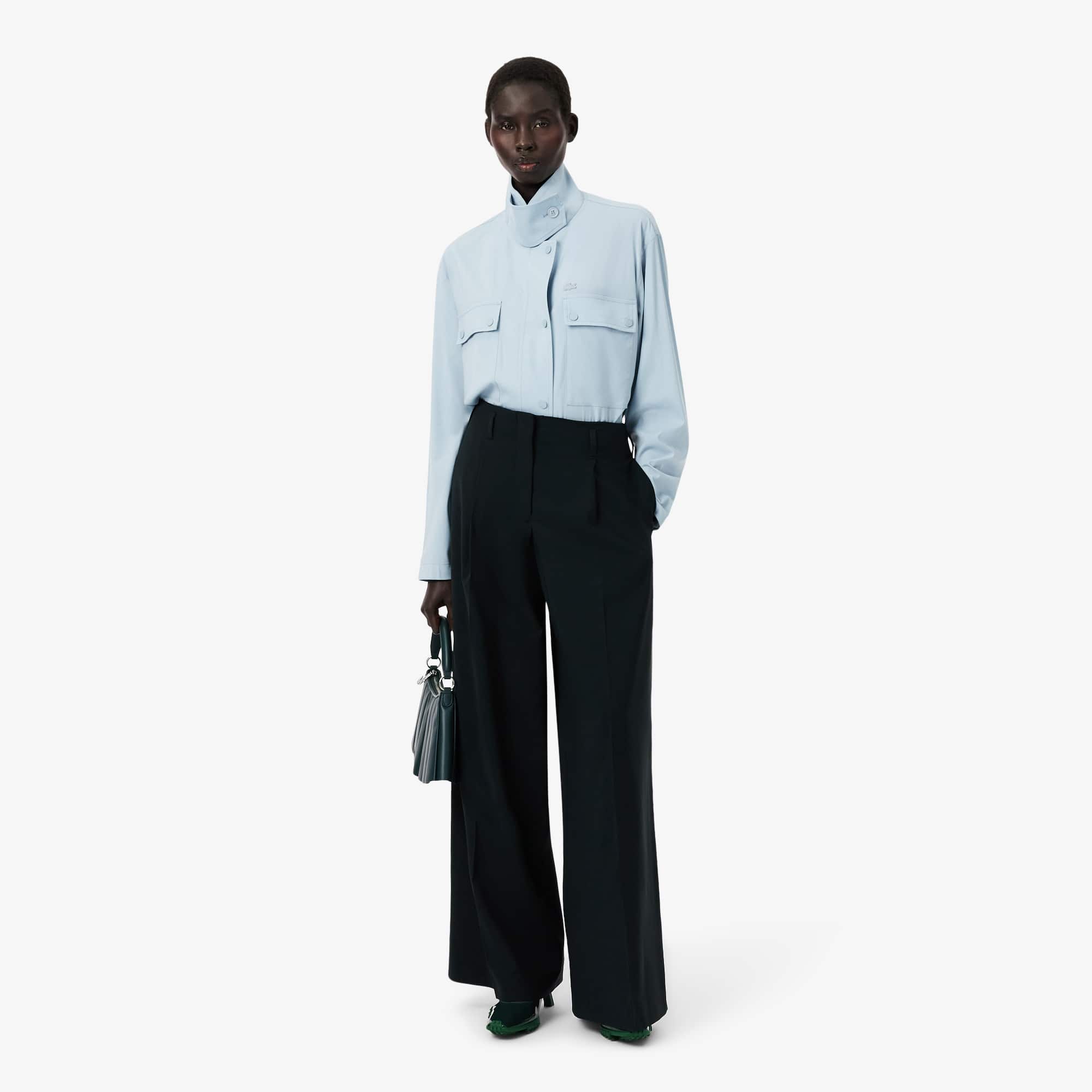 Lacoste Runway Wide Fit Wool Blend Pants - 38 In Green