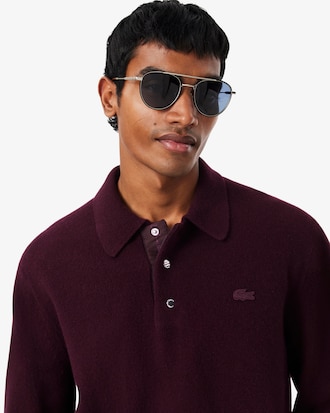 Pull col polo laine feutr&eacute;e