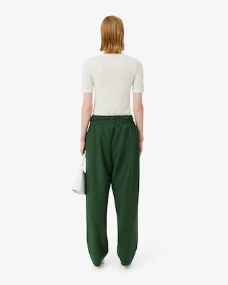 Runway Mixed Fabric Wool Pants