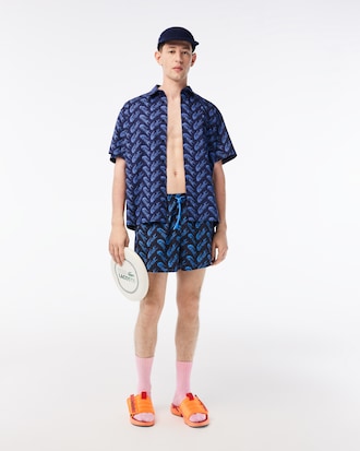 Traje de baño con estampado de poliéster reciclado de Lacoste para hombre