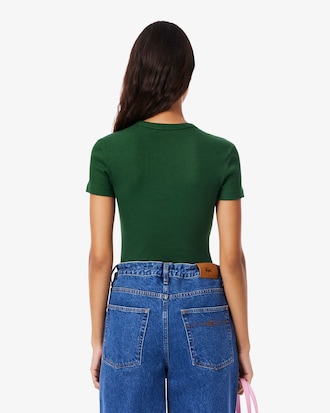 Women's Slim Fit Ribbed Cotton T-Shirt