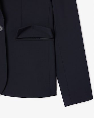 Women's Embroidered Logo Slim Fit Wool Blazer