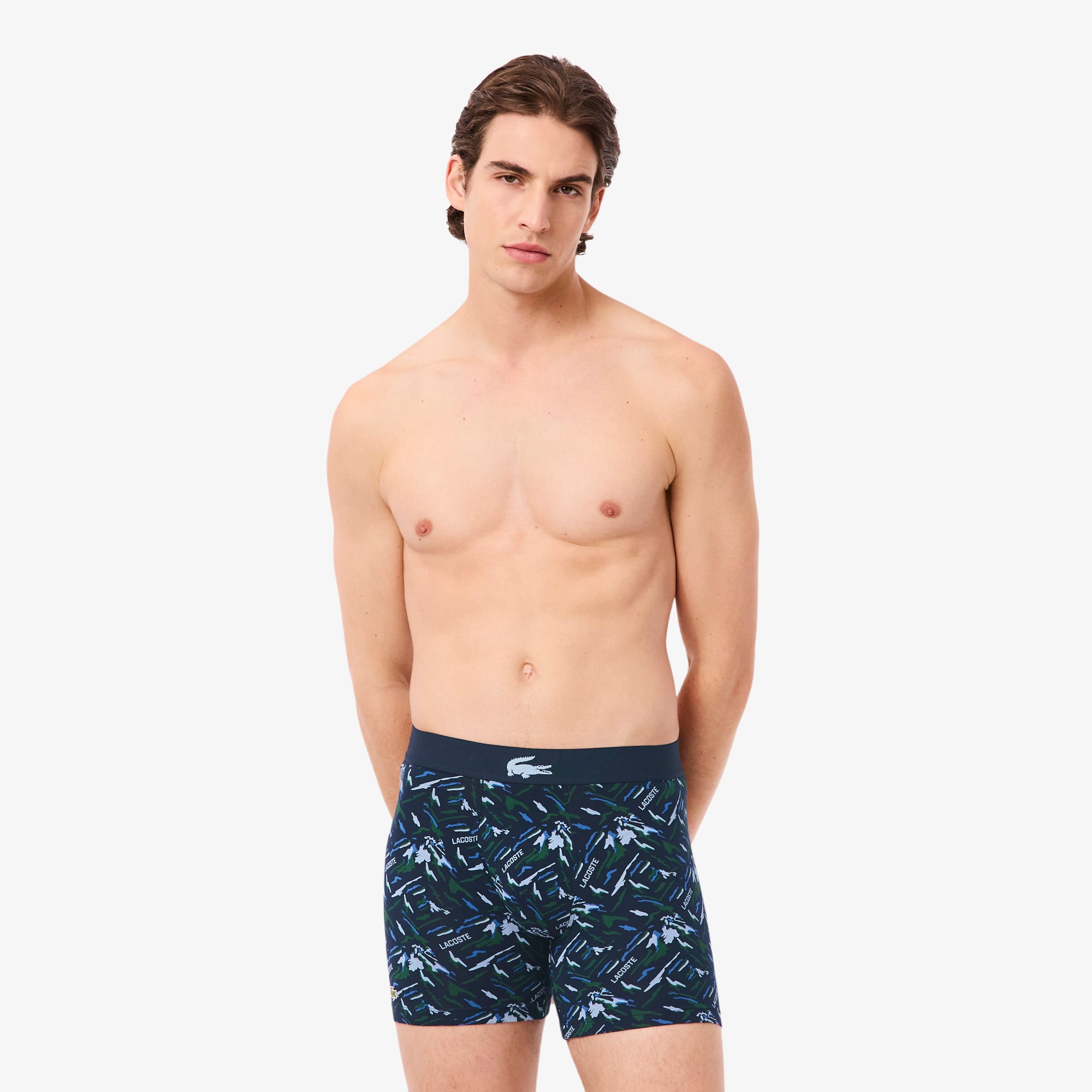 Lacoste Men's Printed Stretch Cotton Boxer Briefs