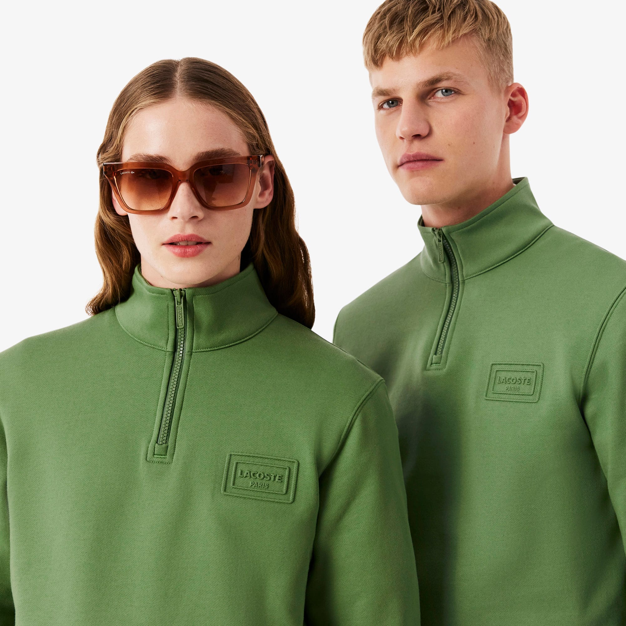 High Neck Embossed Zipped Sweatshirt
