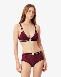 Velour Stripe Mesh Triangle Bralette