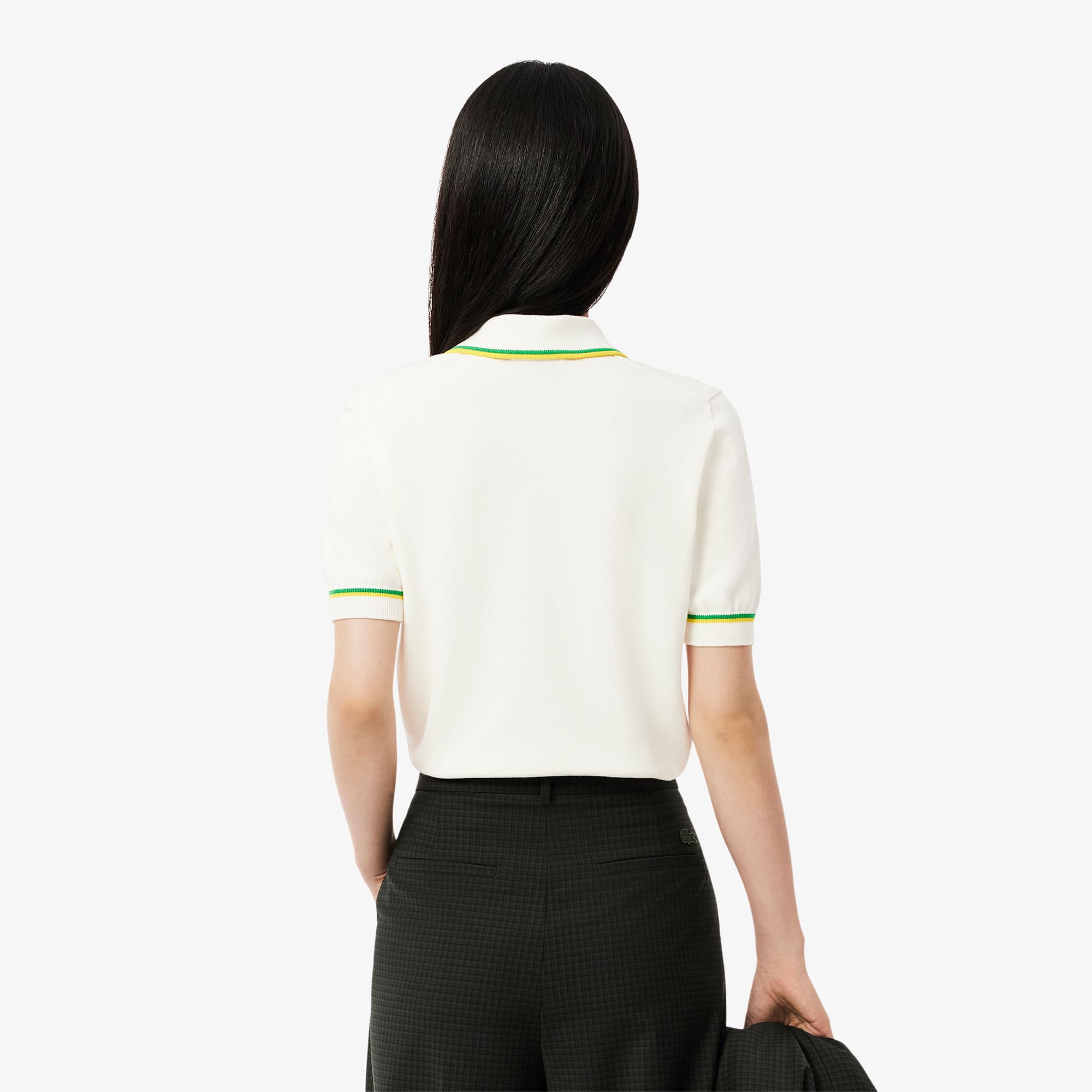 Women's Cropped 3D Seamless Stretch Cotton Polo - Sweaters