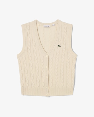 Women's Lacoste x Bandier Sleeveless Cashmere Cardigan