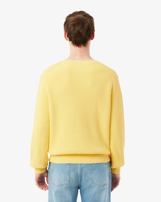 Pearl Rib Knit Badge Accent Sweater