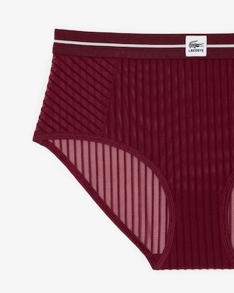 High Waist Velour Stripe Mesh Briefs