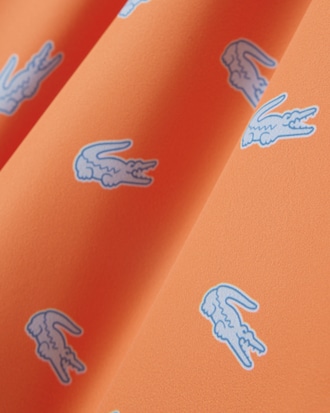 Mid Length Crocodile Print Swim Trunks