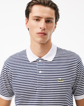 Men's Classic Fit L.12.12 Striped Petit Piqué Polo
