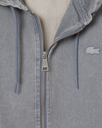 Men's Washed Effect Denim Hooded Jacket