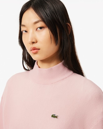 Suéter Relaxed Fit De Lana Cardada Con Cuello Alto