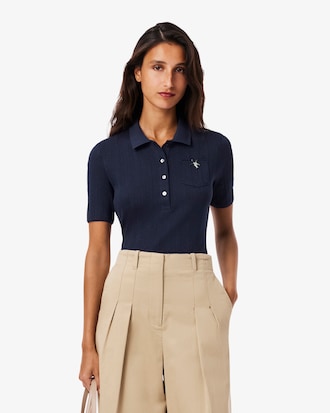 Women's Slim Fit Pointelle Branded L.12.D Polo