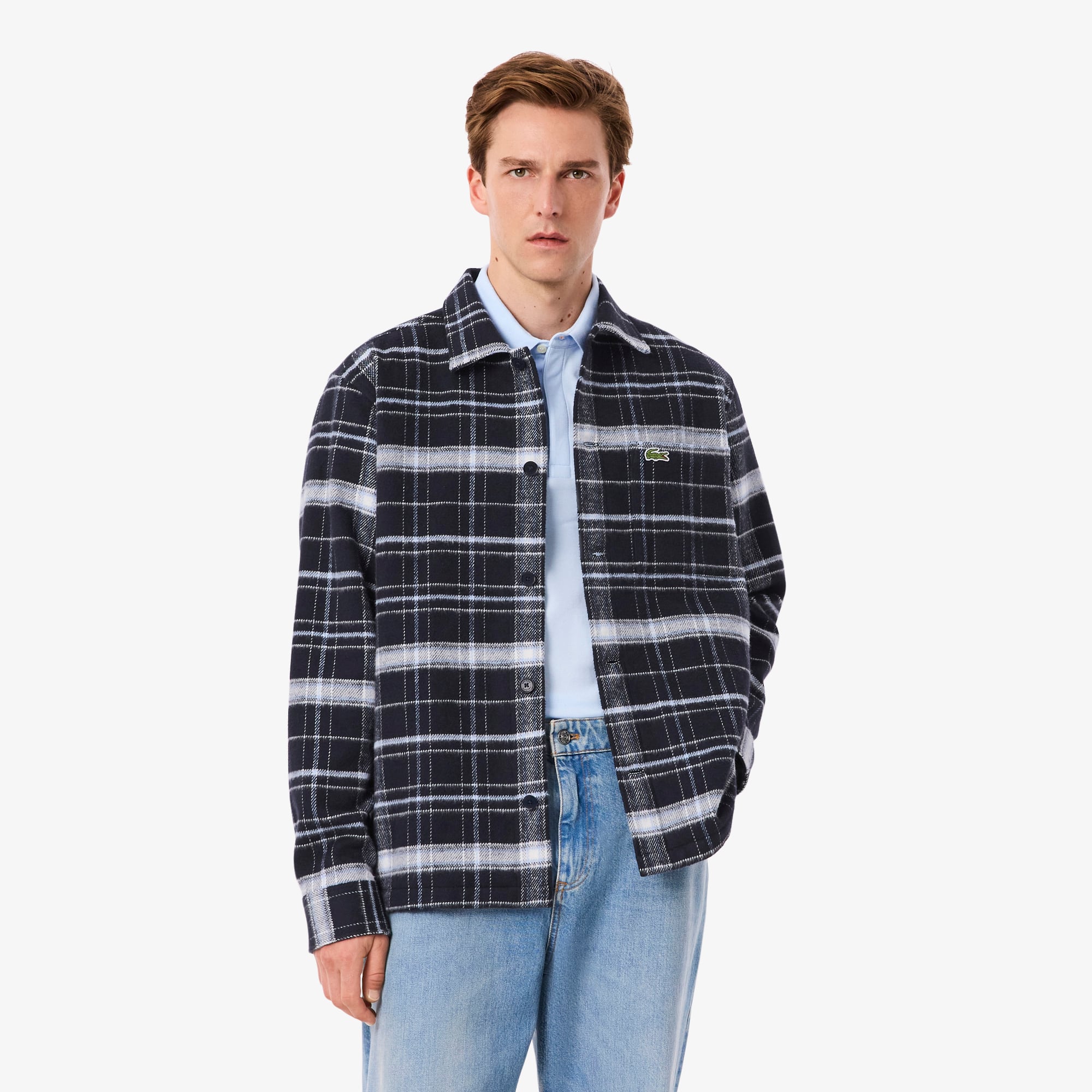 Lacoste Men's Cotton Plaid Overshirt - 15 - 38 In Multi