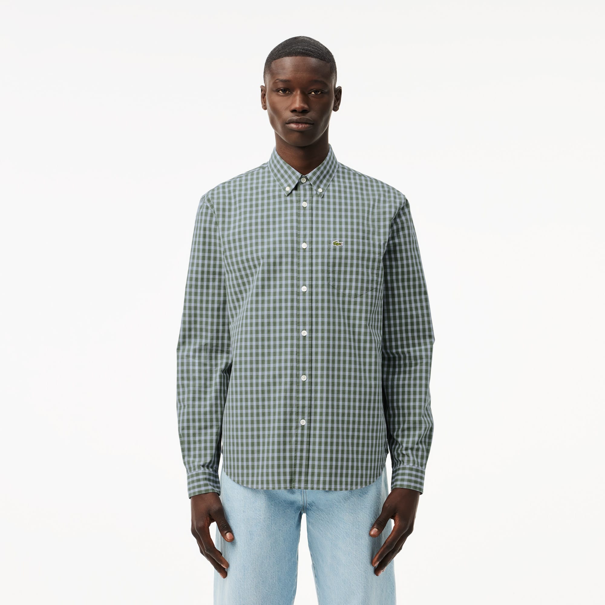 メンズ　LACOSTE スリムフィット チェックシャツ US Sサイズ LACOSTE スリムフィット チェック シャツ US L - メルカリ