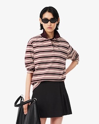 Oversized Striped Long Sleeved Polo Shirt