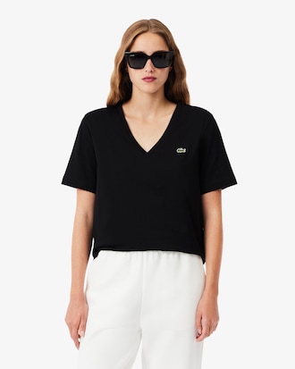 Playera Holgada De Algod&oacute;n Suave Con Cuello En V