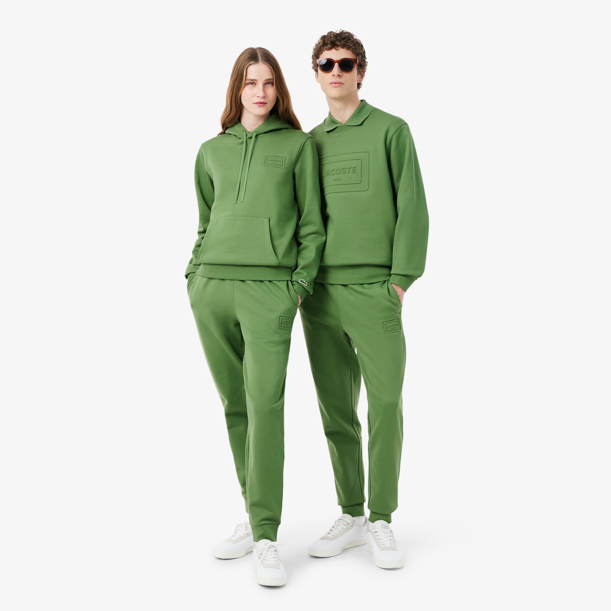Lacoste Embossed Branding Sweatpants In Green