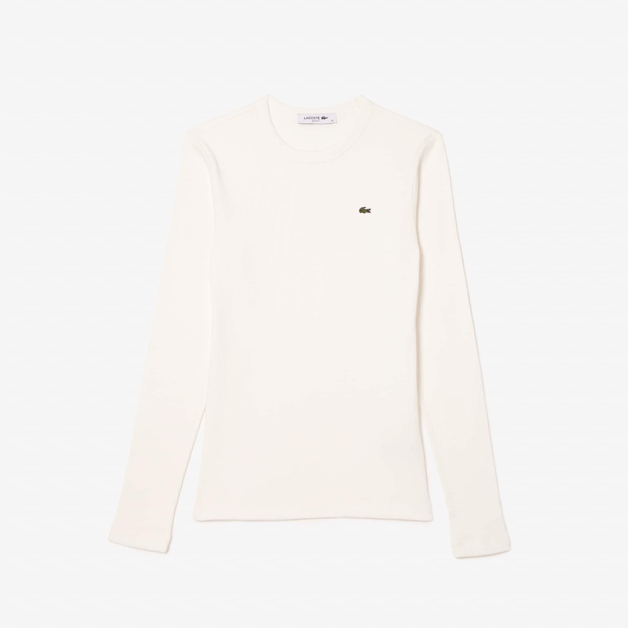 Women's Slim Fit Ribbed Cotton T-Shirt - T-Shirts & Tops