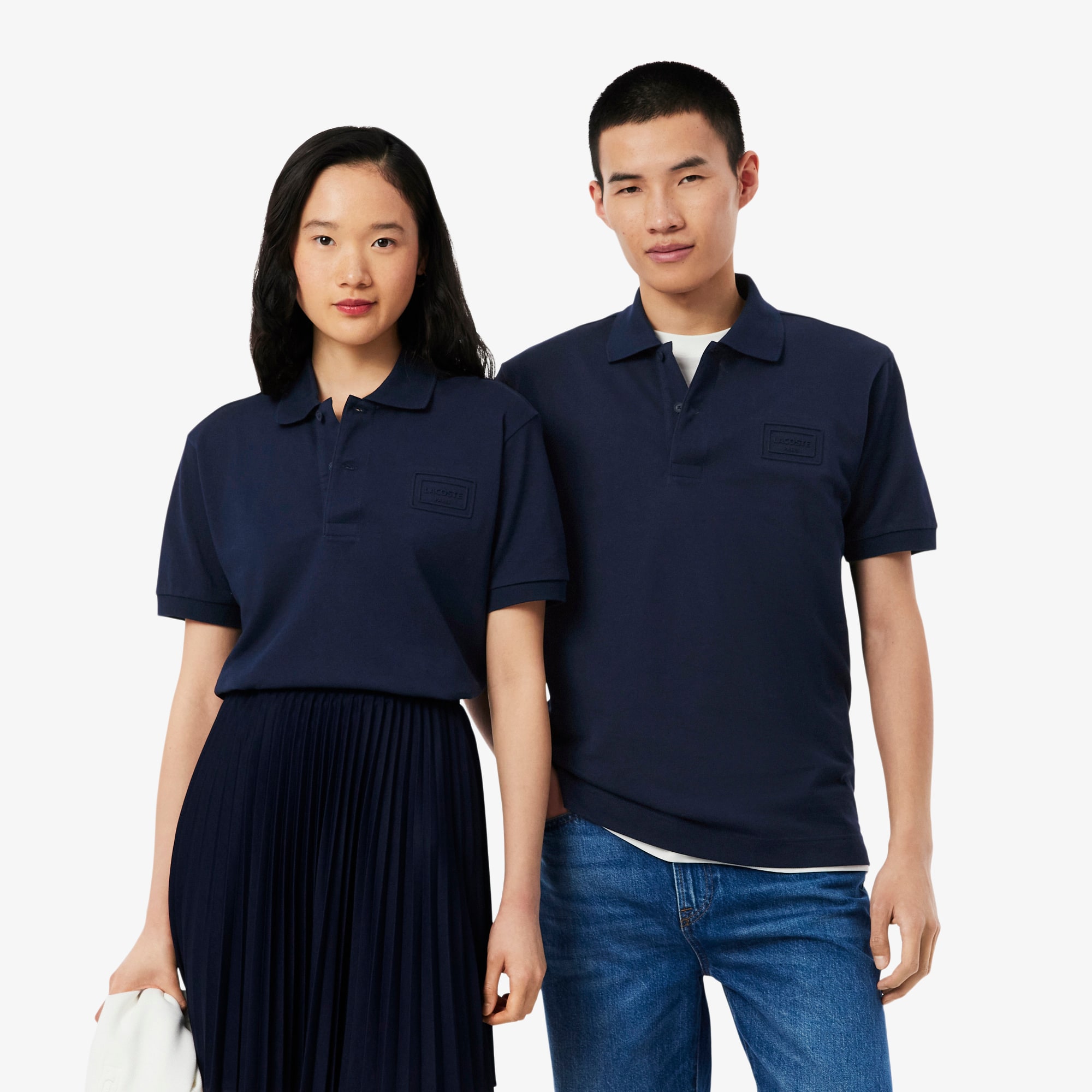 Lacoste Classic Fit Embossed Branding Polo Shirt In Blue