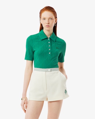 Women's Runway Slim Fit Monogram Jacquard Polo