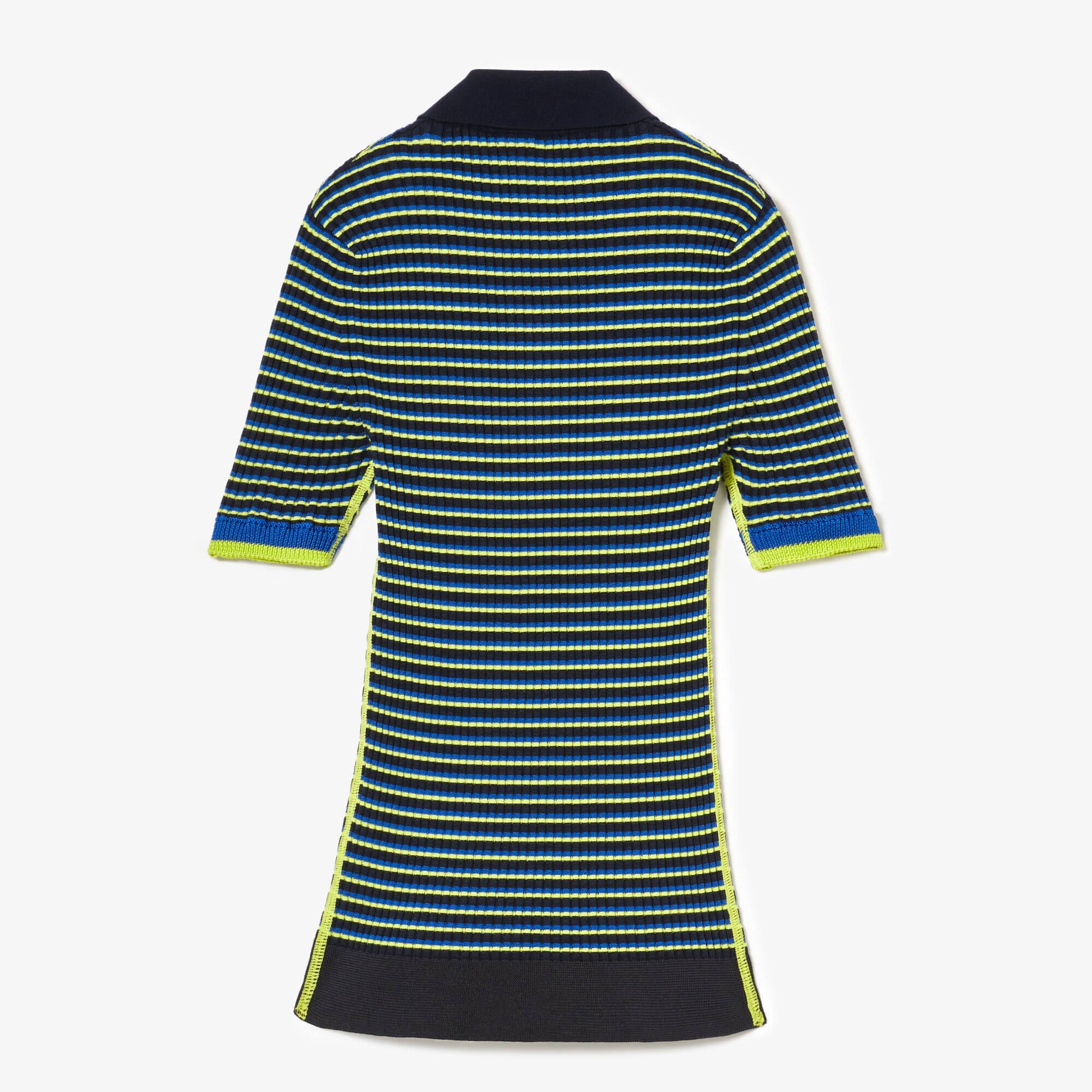 Women's Lacoste x Goop Striped Ribbed Knit Polo Shirt - All