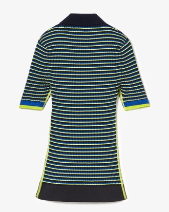 Polo femme Lacoste x Goop en maille c&ocirc;tel&eacute;e ray&eacute;e