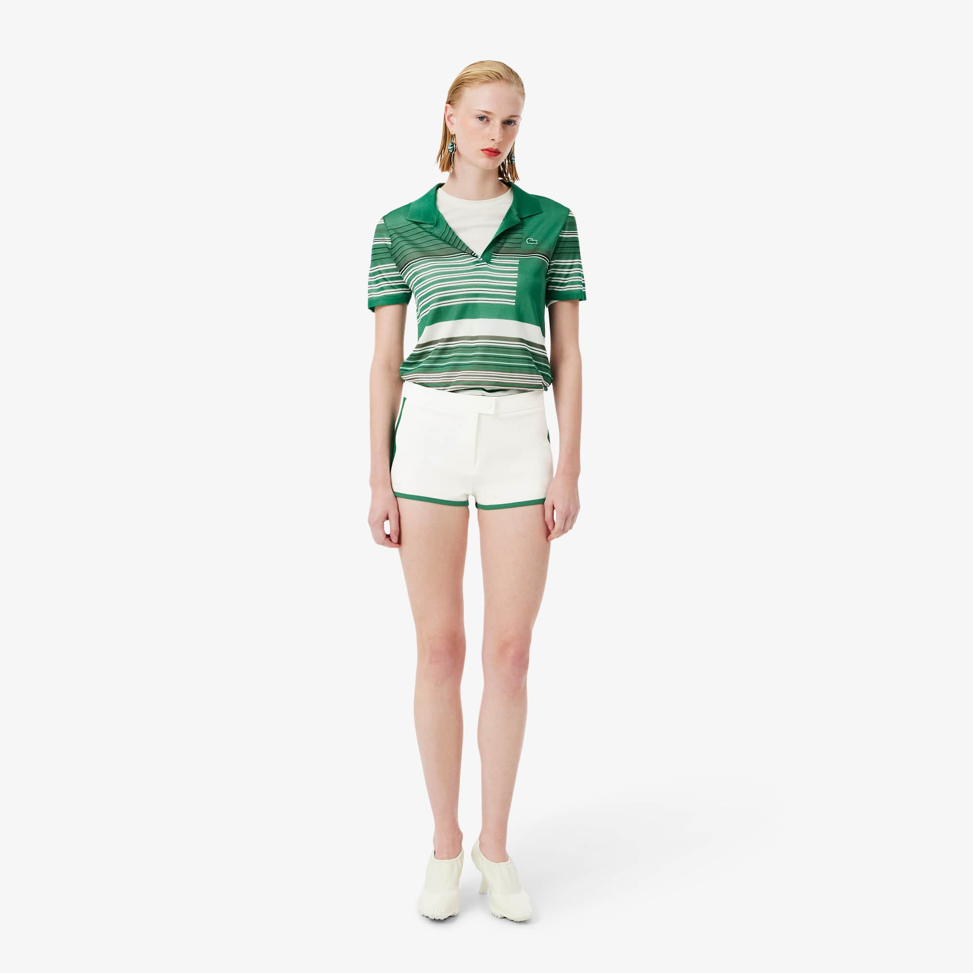 Lacoste Runway Satin Knit Mini-shorts In White