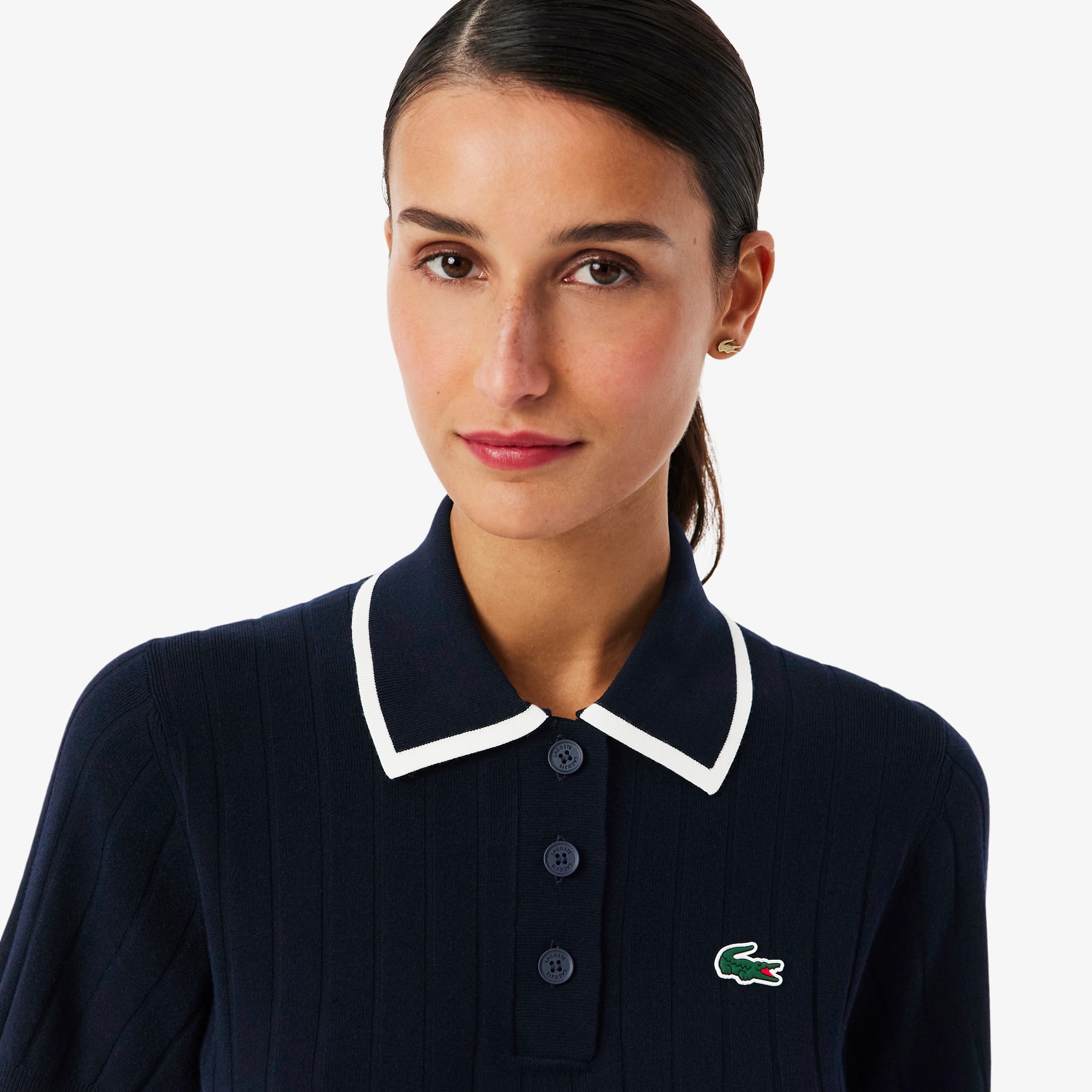 Women's Short Sleeve Polo Collar Golf Sweater - Sweaters