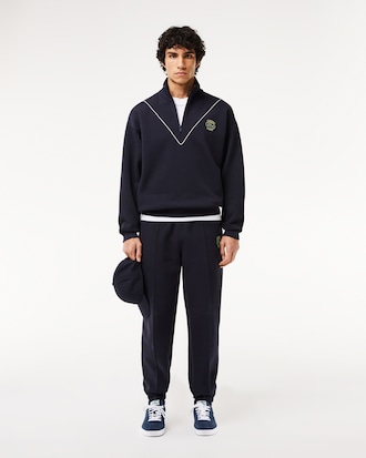 Men's Loose Fit Zip Neck Piqué Sweatshirt