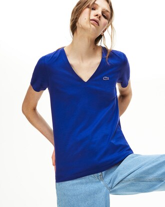 T-shirt col V slim fit en jersey de coton uni