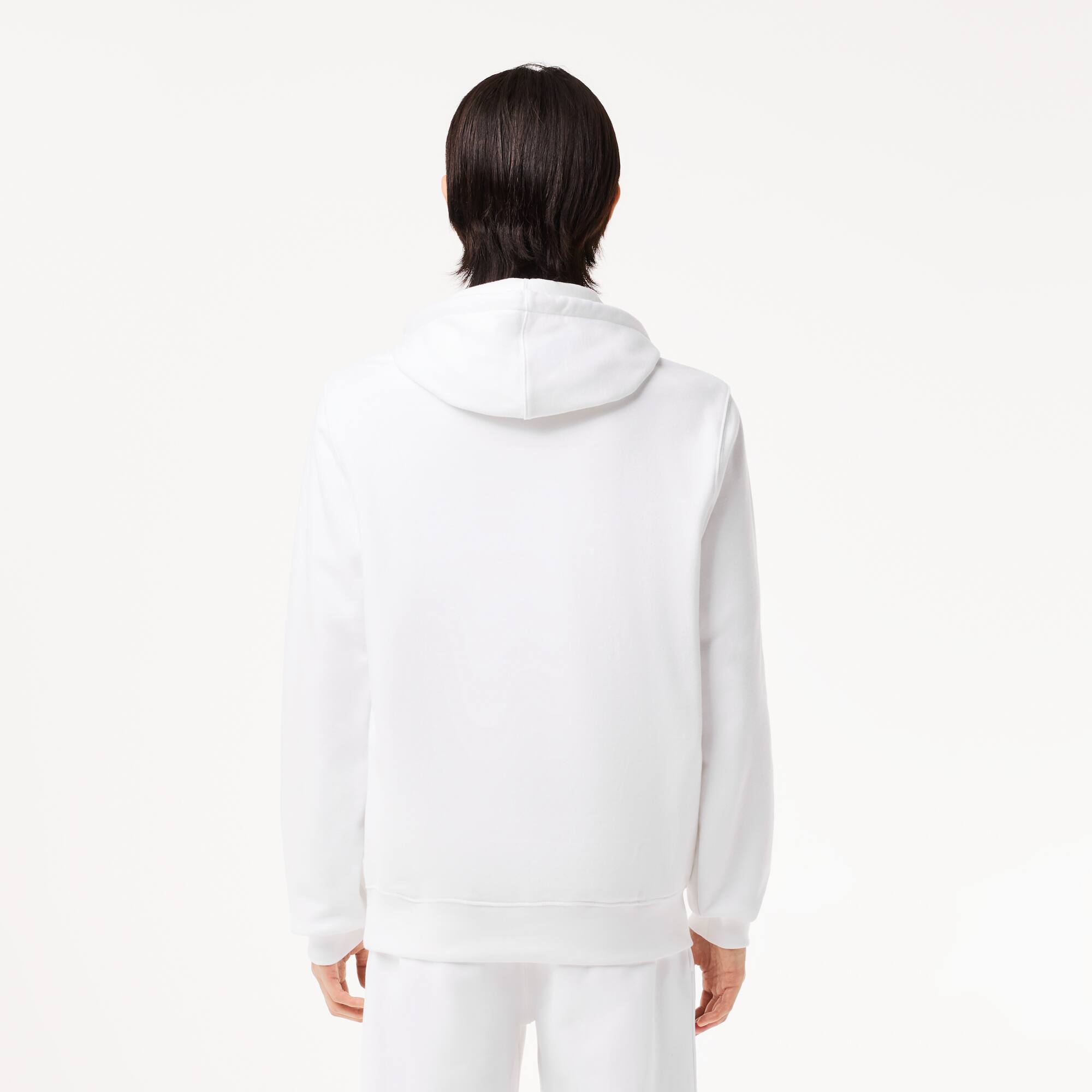 パーカー・フーディ LACOSTE Men Hoodies SH9839 001 White Lacoste - Kangaroo Pocket Fleece Zipped Hoodie - White