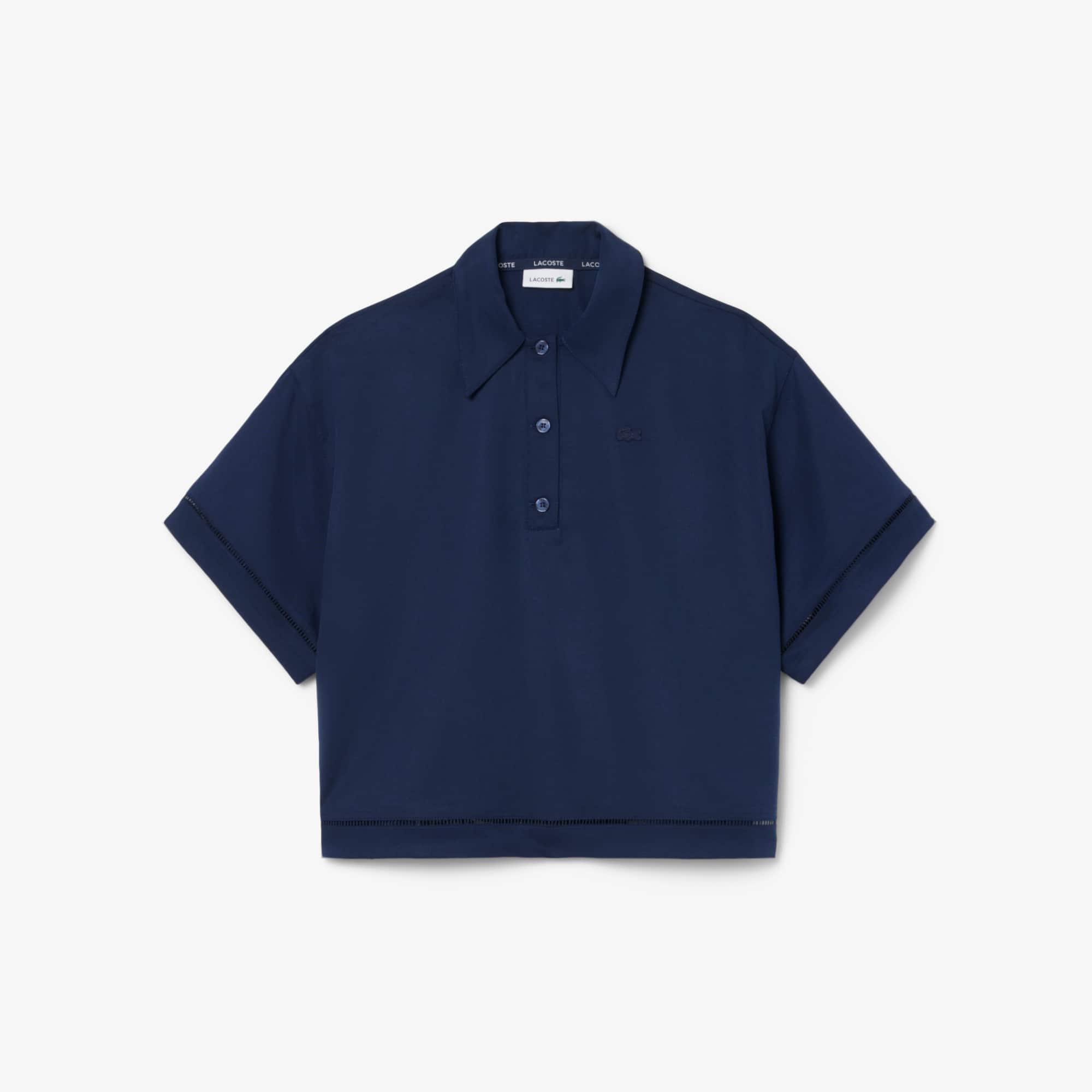 Lacoste Oversized Fluid Twill Polo - 38 In Blue