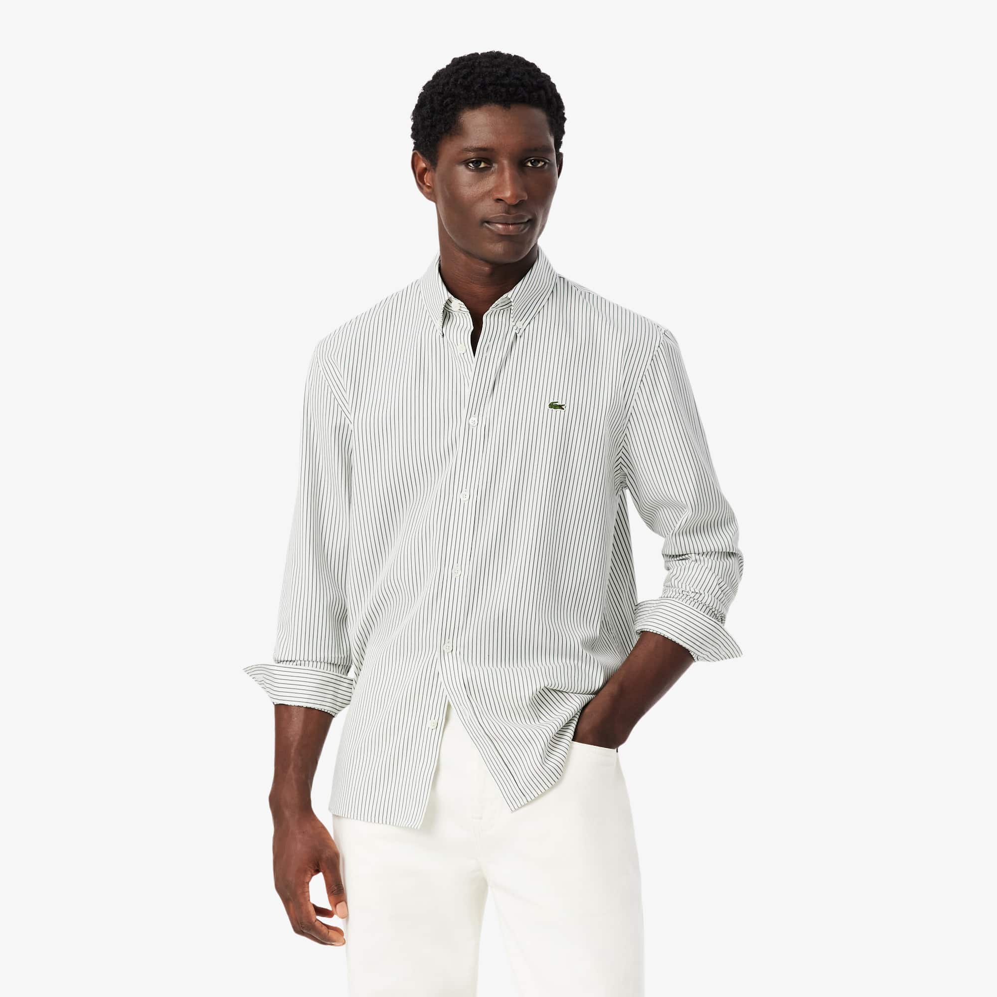 Lacoste Men's Regular Fit Striped Pinpoint Shirt