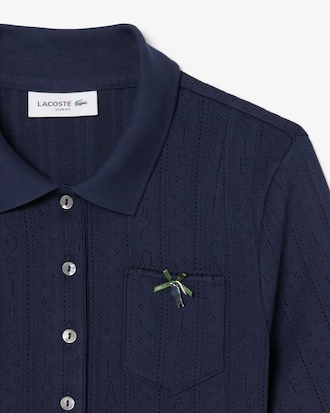 Women's Slim Fit Pointelle Branded L.12.D Polo