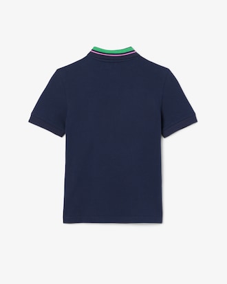 Kids' Stripe Collar Petit Piqu&eacute; Polo