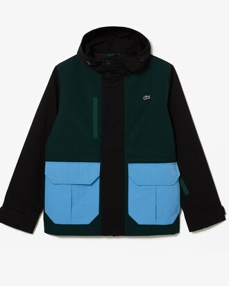 Chamarra Lacoste en sarga color block repelente al agua para hombre